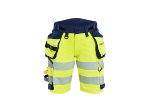 Women's Hi-Vis shorts 4-way stretch - Hi-vis yellow/navy blue - 10R