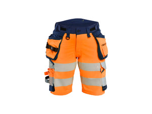 Women's Hi-Vis shorts 4-way stretch - Orange/Navy blue - 10R