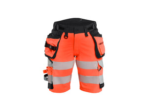 Women's Hi-Vis shorts 4-way stretch - Red hi-vis/black - 10R