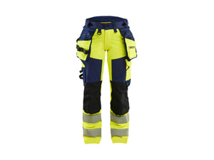 Women's Hi-Vis Work Trousers 4-way stretch - Hi-vis yellow/navy blue - 10R