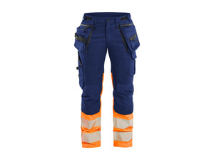 Women's Hi-vis Work Trousers Stretch - Navy blue/Orange - 10R