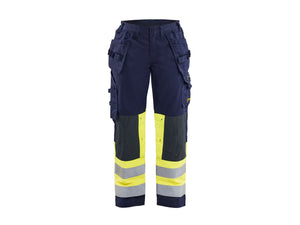 Women’s Multinorm Work Trousers - Navy blue/Hi-vis yellow - 10R