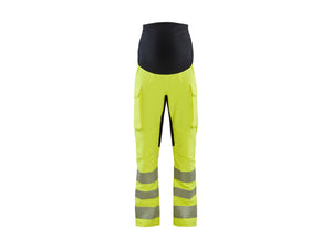 Women's hi-Vis 4-way stretch maternity Work Trousers - Hi-vis yellow/Black - L
