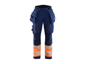 Women's Hi-Vis softshell Work Trousers - Navy blue/Orange - 10R