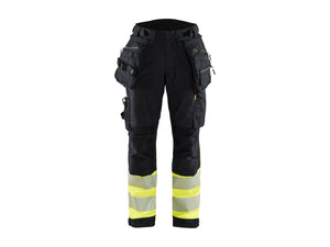 Women's Hi-Vis softshell Work Trousers - Black/Hi-vis yellow - 10R