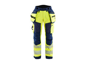 Women's Hi-Vis softshell Work Trousers - Hi-vis yellow/navy blue - 10R