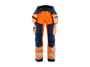 Women's Hi-Vis softshell Work Trousers - Orange/Navy blue - 10R