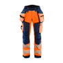 Women's Hi-Vis softshell Work Trousers - Orange/Navy blue - 10R