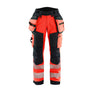 Women's Hi-Vis softshell Work Trousers - Red hi-vis/black - 10R