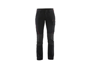 Women's 4-way stretch service Work Trousers - Black/Red - 10R