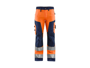 Women's Hi-Vis Work Trousers - Orange/Navy blue - 10R