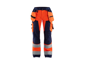 Women's Hi-Vis Work Trousers - Orange/Navy blue - 10R