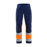 Women's Hi-Vis Work Trousers with stretch - Navy blue/Orange - 10R
