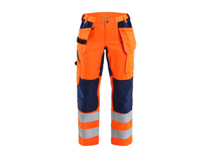 Women's Hi-Vis Work Trousers with stretch - Orange/Navy blue - 10R