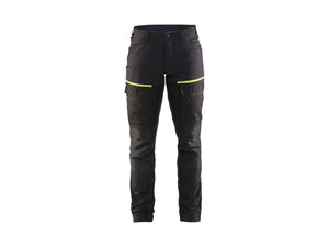 Women's Service Work Trousers with Stretch - Black/Hi-vis yellow - 10R
