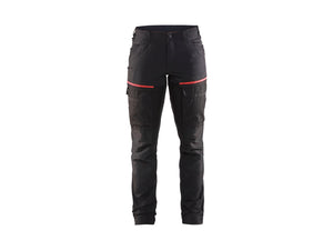 Women's Service Work Trousers with Stretch - Black/Red - 10R