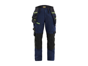 STRIKER Women's Craftsman Work Trousers with Stretch - Dark navy blue/Hi-vis yellow - 10R