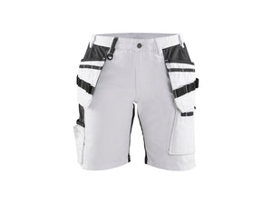 Women's painter shorts with stretch - White/Black - 10R