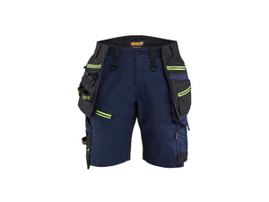 STRIKER Women's Craftsman Shorts with Stretch - Dark navy blue/Hi-vis yellow - 10R