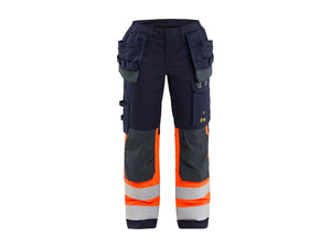Women's Multinorm inherent Work Trousers with Stretch - Navy blue/Orange - 10R