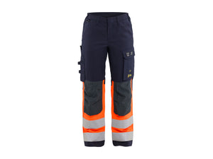 Women's Multinorm inherent Work Trousers with stretch - Navy blue/Orange - 10R