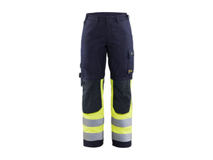 Women's Multinorm Inherent Work Trousers - Navy blue/Hi-vis yellow - 10R