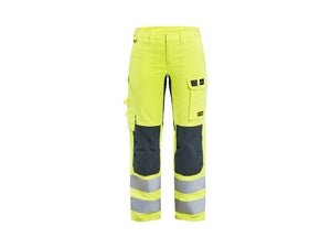 Women's Multinorm inherent Work Trousers with stretch - Hi-vis yellow/navy blue - 10R
