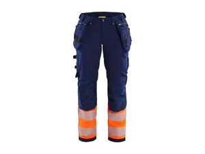 Women's hi-vis trouser with 4-way-stretch - Navy blue/Orange - 10R