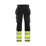 Women's hi-vis trouser with 4-way-stretch - Black/Hi-vis yellow - 10R