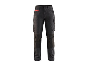 Women's service Work Trousers with stretch - Black/Red - 10R