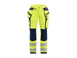 Women's Hi-Vis Work Trousers with 4-way-stretch - Hi-vis yellow/navy blue - 10R