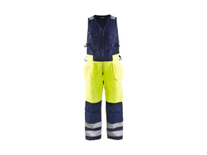 Hi-Vis Sleeveless Winter Overalls - Hi-vis yellow/navy blue - 32R