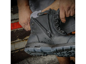 REDBACK BOOTS | BLACK COBAR LACE/ZIP UP SAFETY BOOTS (USCBZS)