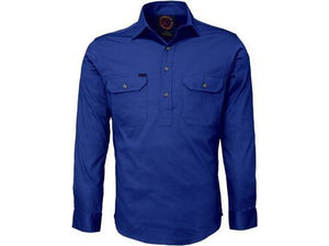 Cobalt Blue Long Sleeved Closed Australian Work Shirt