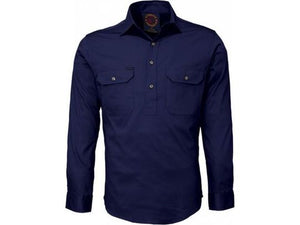 Navy Long Sleeved Closed Australian Work Shirt