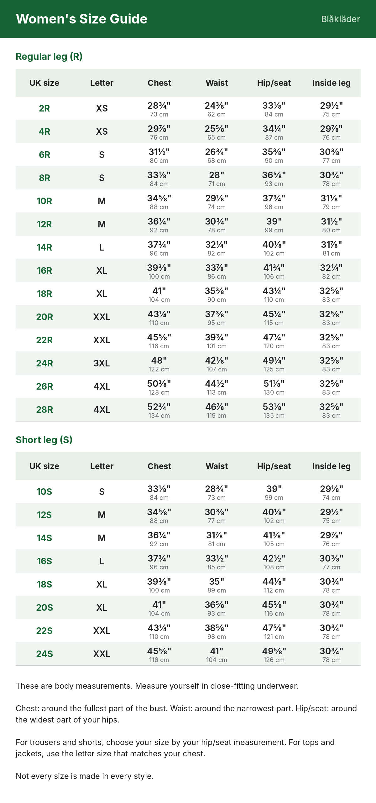 Size guide