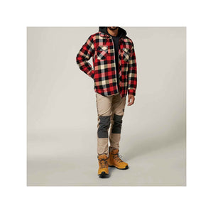Hard Yakka Quilted Flannel Shacket - Red