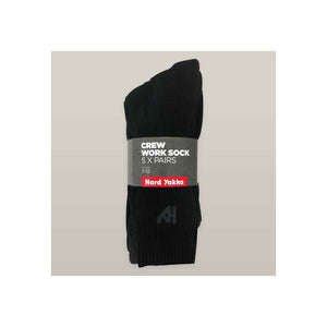 Hard Yakka Crew Five Pack Worksock - Black