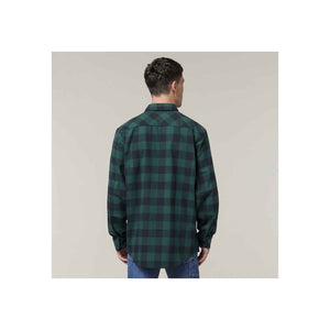 Hard Yakka Long Sleeve Check Flannel Shirt - Green