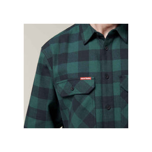 Hard Yakka Long Sleeve Check Flannel Shirt - Green