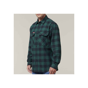 Hard Yakka Long Sleeve Check Flannel Shirt - Green