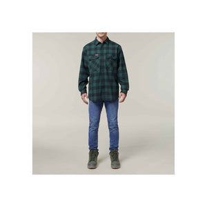 Hard Yakka Long Sleeve Check Flannel Shirt - Green