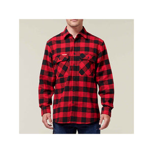 Hard Yakka Long Sleeve Check Flannel Shirt - Red