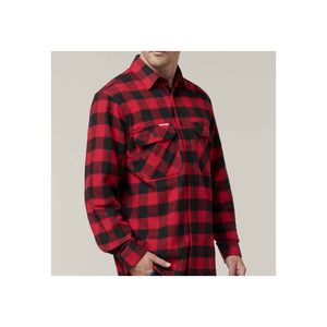 Hard Yakka Long Sleeve Check Flannel Shirt - Red
