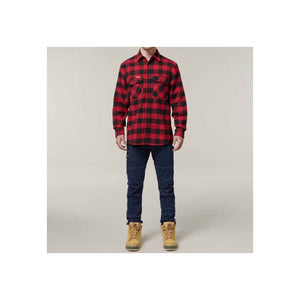 Hard Yakka Long Sleeve Check Flannel Shirt - Red