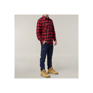 Hard Yakka Long Sleeve Check Flannel Shirt - Red
