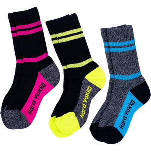 Hard Yakka Women's Crew 3 Pack Work Sock - Multicoloured