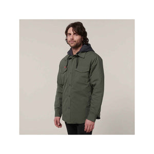 Hard Yakka Quilted Solid Shacket - Military Green