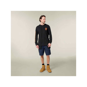 Hard Yakka Hooded Long Sleeve Tee - Black