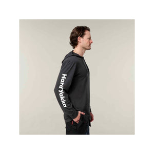 Hard Yakka Hooded Long Sleeve Tee - Charcoal